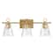 Hello Honey® Imogen Brushed Gold Metal & Hammered Water Glass 3-Light Vanity Light